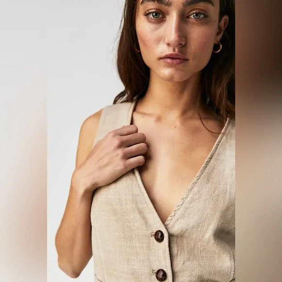 ⭐️Free people Charley Linen Vest - Picture 5 of 7